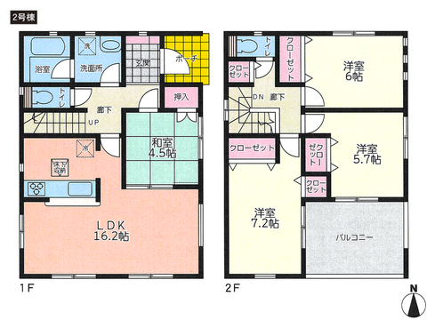 岡山県倉敷市中畝8丁目の新築 一戸建て分譲住宅の間取り図