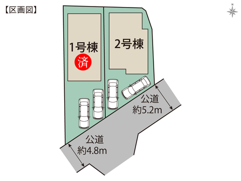 岡山市中区長岡の新築 一戸建て分譲住宅の区画図