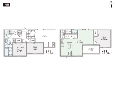 岡山市北区東古松の新築 一戸建て分譲住宅の間取り図