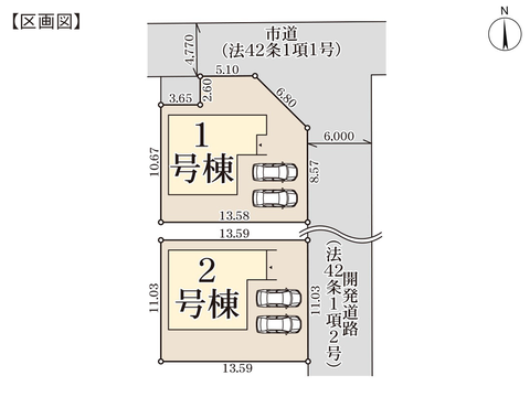 倉敷市玉島乙島の新築 一戸建て分譲住宅の区画図