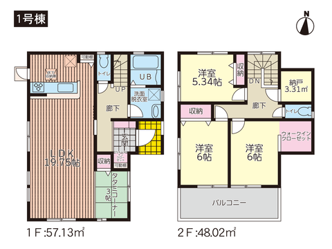 岡山市中区高屋の新築 一戸建て分譲住宅の間取り図