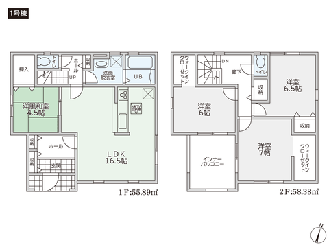 住所の新築 一戸建て分譲住宅の間取り図