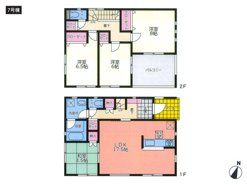 岡山県倉敷市東塚の新築 一戸建て分譲住宅の間取り図