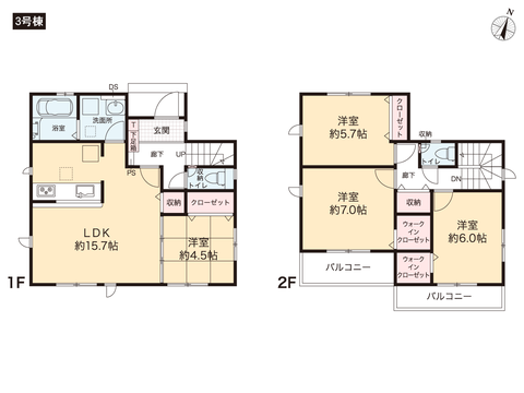 岡山市北区大井の新築 一戸建て分譲住宅の間取り図