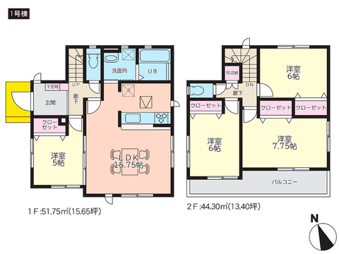 岡山県倉敷市水島北瑞穂町の新築 一戸建て分譲住宅の間取り図