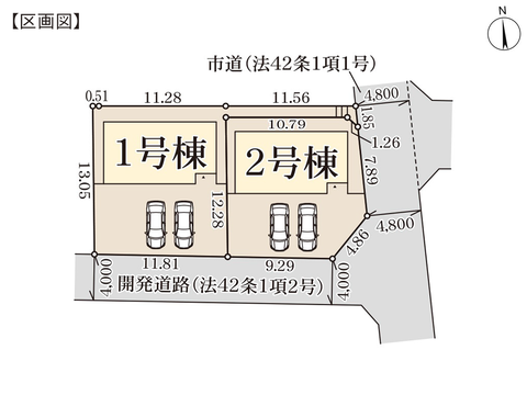 倉敷市大内の新築 一戸建て分譲住宅の区画図