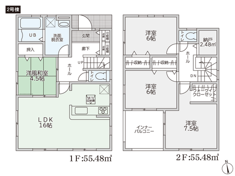 岡山県倉敷市笹沖の新築 一戸建て分譲住宅の間取り図