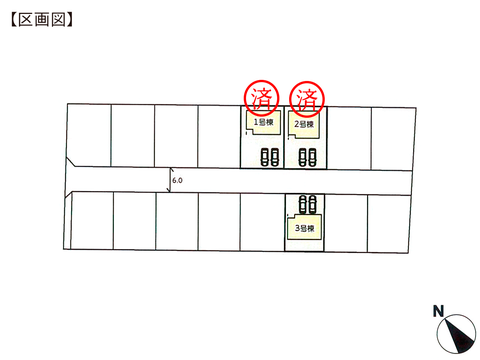 岡山県倉敷市連島町鶴新田の新築 一戸建て分譲住宅の区画図