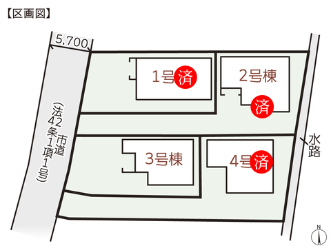 岡山県岡山市北区牟佐の新築 一戸建て分譲住宅の区画図