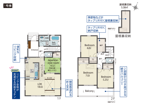 岡山市中区福泊の新築 一戸建て分譲住宅の間取り図