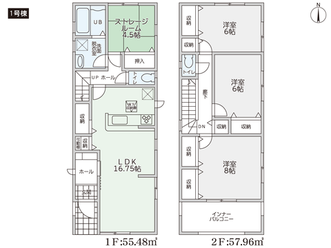 岡山市東区西大寺中の新築 一戸建て分譲住宅の間取り図