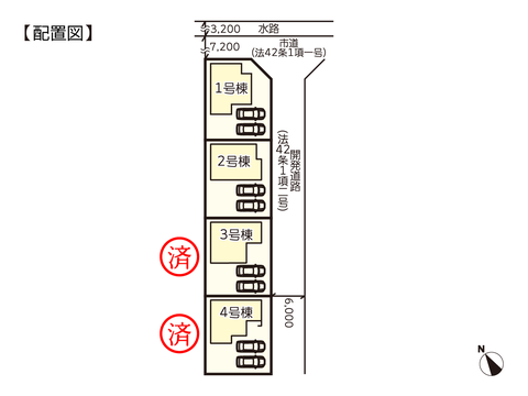 岡山県倉敷市連島町鶴新田の新築 一戸建て分譲住宅の区画図