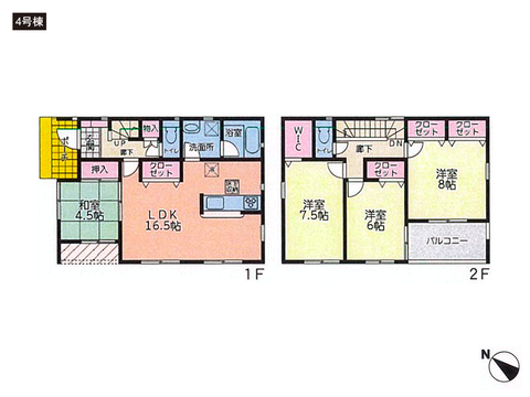 岡山県倉敷市児島下の町の新築 一戸建て分譲住宅の間取り図