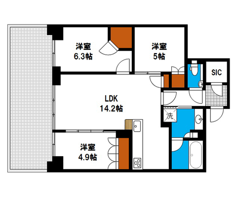 岡山市北区表町3丁目の賃貸物件 間取り図