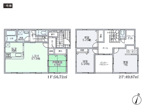 岡山県岡山市南区大福の新築 一戸建て分譲住宅の間取り図