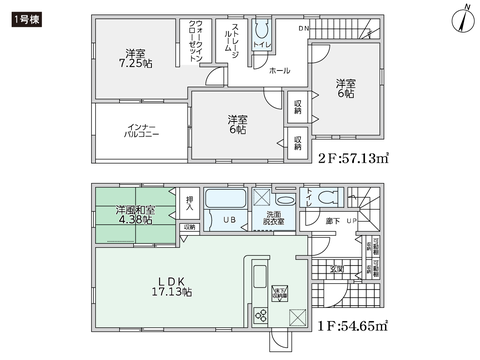 倉敷市上東の新築 一戸建て分譲住宅の間取り図