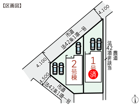 岡山県倉敷市西阿知町西原の新築 一戸建て分譲住宅の区画図