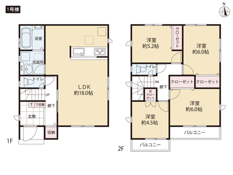 赤磐市山陽4丁目の新築 一戸建て分譲住宅の間取り図