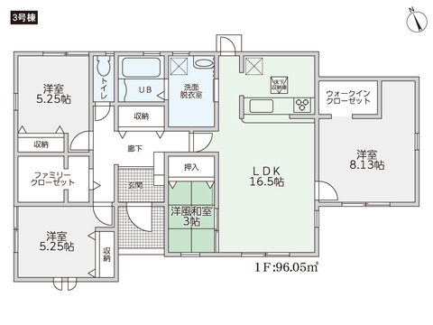 岡山市北区足守の新築 一戸建て分譲住宅の間取り図