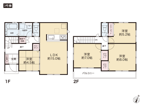 岡山県倉敷市青江の新築 一戸建て分譲住宅の間取り図