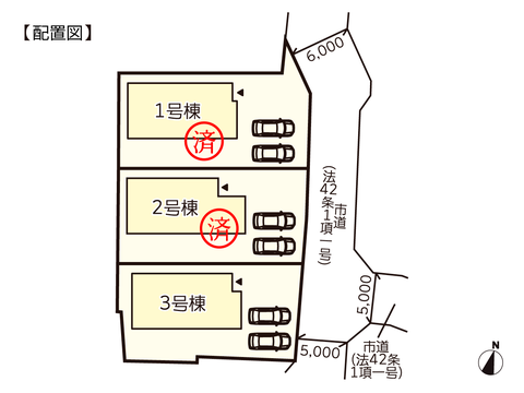 岡山県倉敷市八島の新築 一戸建て分譲住宅の区画図