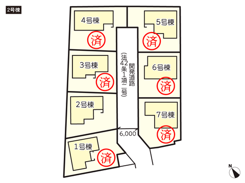 岡山県倉敷市玉島上成の新築 一戸建て分譲住宅の区画図