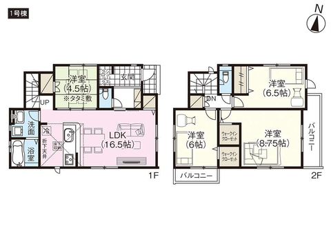 岡山市北区大安寺西町の新築 一戸建て分譲住宅の間取り図