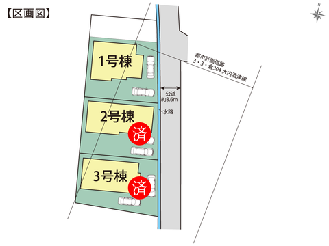 岡山県倉敷市酒津の新築 一戸建て分譲住宅の区画図