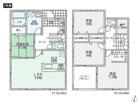 岡山県倉敷市上東の新築 一戸建て分譲住宅の間取り図