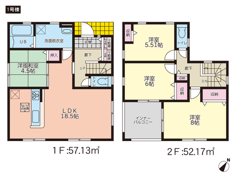 岡山県倉敷市西阿知町の新築 一戸建て分譲住宅の間取り図