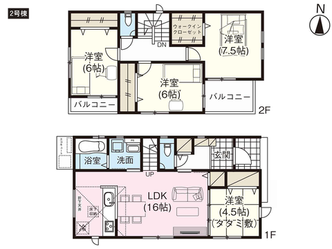 倉敷市玉島乙島の新築 一戸建て分譲住宅の間取り図