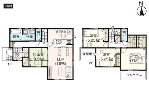 岡山市東区益野町の新築 一戸建て分譲住宅の間取り図