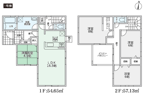 岡山県総社市溝口の新築 一戸建て分譲住宅の間取り図