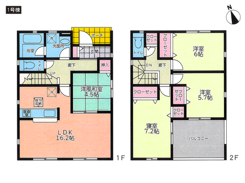 岡山市東区金岡西町の新築 一戸建て分譲住宅の間取り図