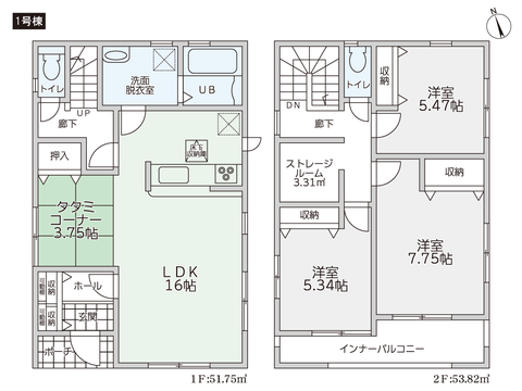 玉野市山田の新築 一戸建て分譲住宅の間取り図