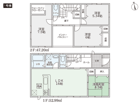 瀬戸内市邑久町尾張の新築 一戸建て分譲住宅の間取り図