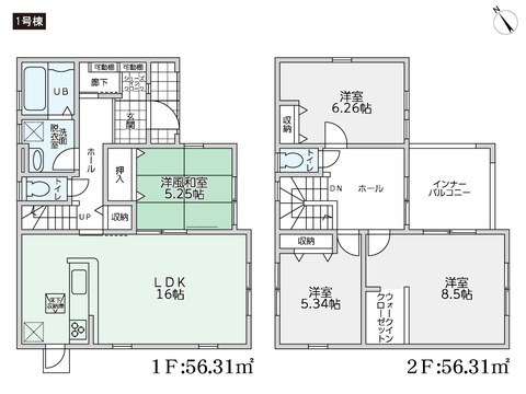 総社市清音柿木の新築 一戸建て分譲住宅の間取り図