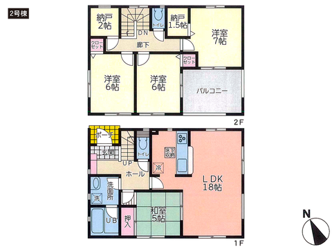 岡山県岡山市北区小山の新築 一戸建て分譲住宅の間取り図