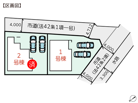 岡山県倉敷市片島町の新築 一戸建て分譲住宅の区画図