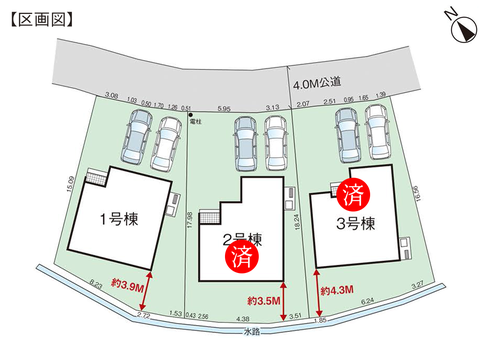 岡山市北区小山の新築 一戸建て分譲住宅の区画図