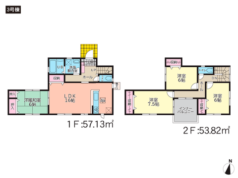 岡山県倉敷市福田町浦田の新築 一戸建て分譲住宅の間取り図