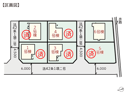 岡山県倉敷市片島町の新築 一戸建て分譲住宅の区画図