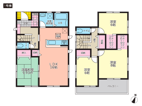 岡山県倉敷市西中新田の新築 一戸建て分譲住宅の間取り図