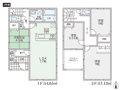 岡山県岡山市中区山崎の新築 一戸建て分譲住宅の間取り図