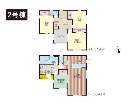 岡山市東区益野町の新築 一戸建て分譲住宅の間取り図