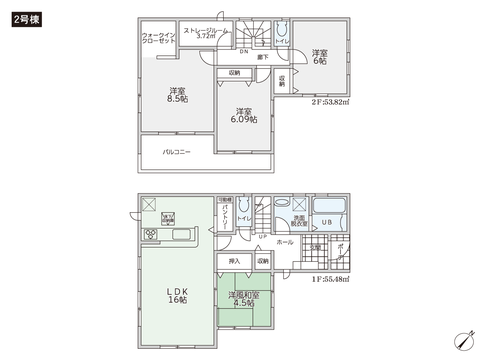 岡山県倉敷市福田町福田の新築 一戸建て分譲住宅の間取り図