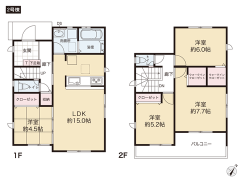 岡山県岡山市中区江並の新築 一戸建て分譲住宅の間取り図