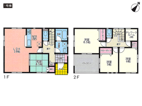 岡山市北区西辛川の新築 一戸建て分譲住宅の間取り図