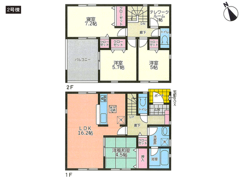 瀬戸内市長船町福里の新築 一戸建て分譲住宅の間取り図