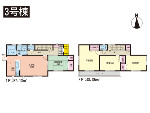 岡山県岡山市中区土田の新築 一戸建て分譲住宅の間取り図